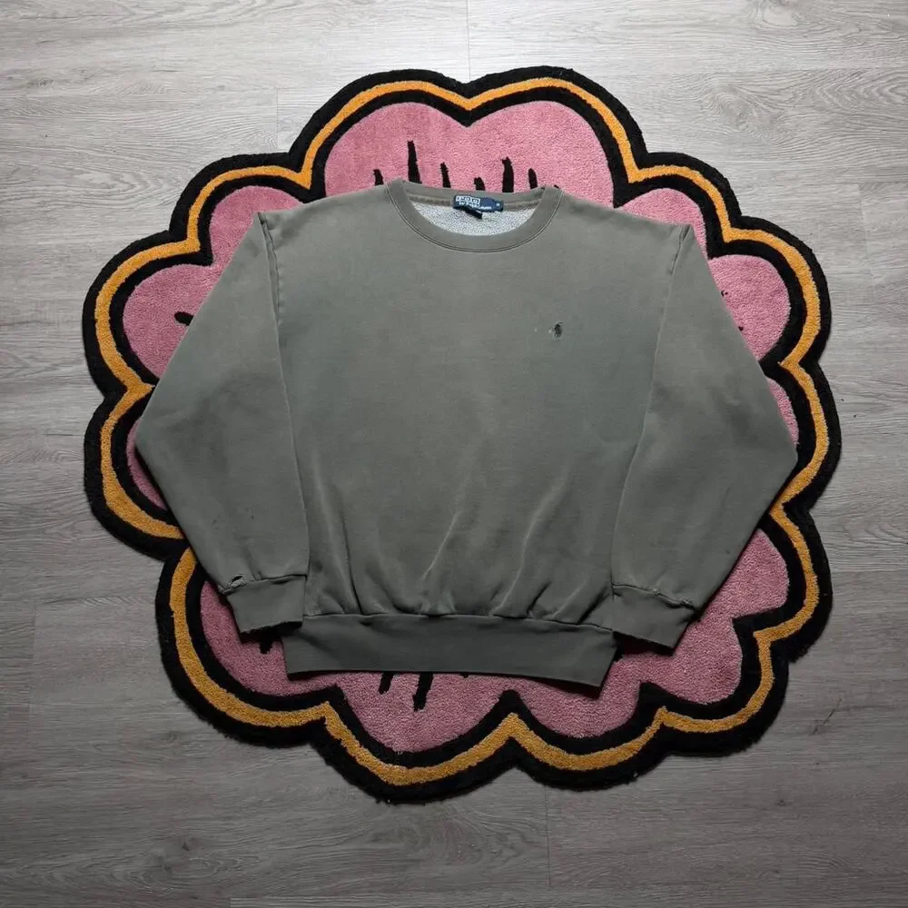 Vintage 90’s Polo Ralph Lauren Distressed Embroidered Logo Sweatshirt Medium
